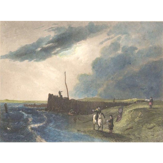 The Old Pier at Littlehampton - Lithograph on Paper by J. Cousen - Mid-1800 Mid-19th Century For Sale