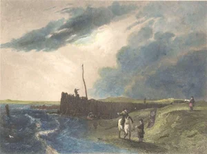 The Old Pier at Littlehampton - Lithograph on Paper by J. Cousen - Mid-1800 Mid-19th Century