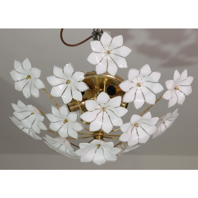 1980s Audrey Hepburn, Delicious Murano Glass Ceiling Light White Wall Light Flowers For Sale - Image 6 of 16