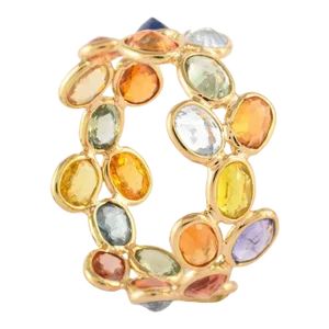 14k Gold Stackable Multi Sapphire Band Ring Size 7 ( All Sizes Available )