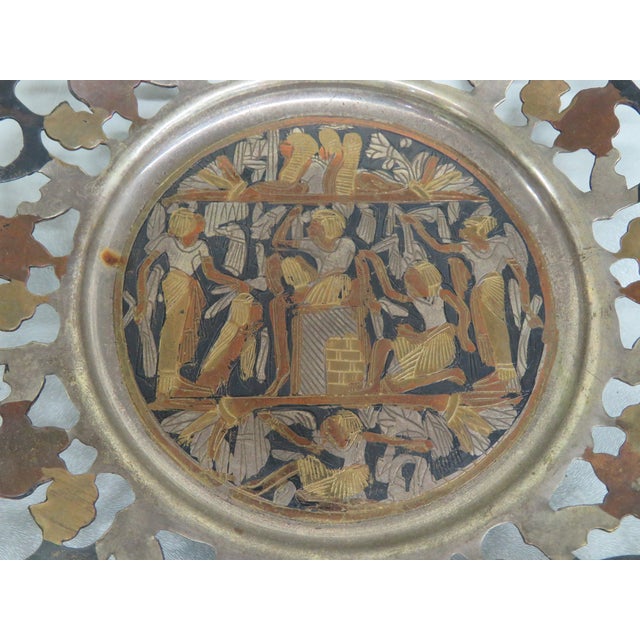 Metal Egyptian Copper Brass Decorative Plate 4539b For Sale - Image 7 of 10