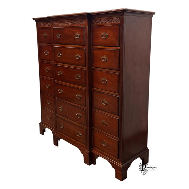 American Vintage Lexington Palmer Home Collection Chippendale Style Mahogany Gentlemen’s Chest of Drawers For Sale - Image 3 of 12