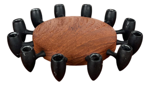 Mid-Century Modern Danish Teak and Cast Iron Candleholder from Digsmed, 1960s