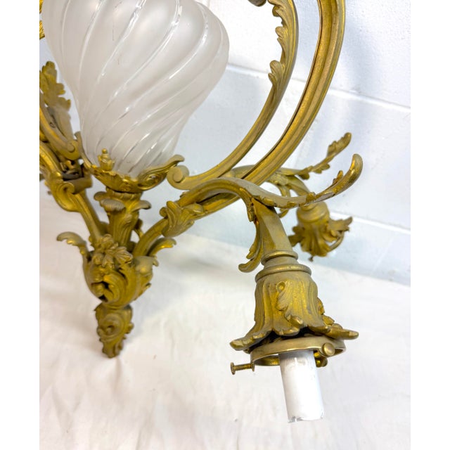 Metal Large Antique Ornate Louis XV Dore Bronze French Ceiling Chandelier Fixture For Sale - Image 7 of 15