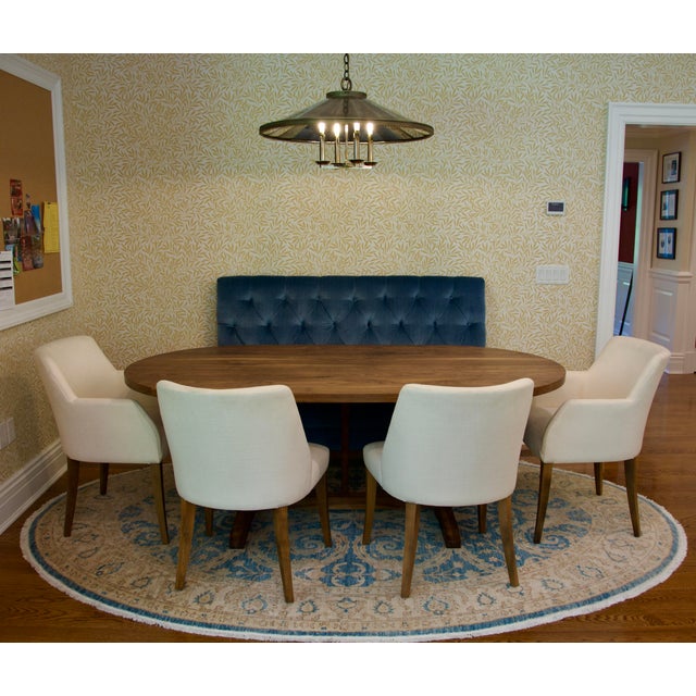 Pair of Bright Chair Maria Arm Chairs in Jane Churchill Darwin Cream With Natural Walnut Legs For Sale - Image 15 of 15