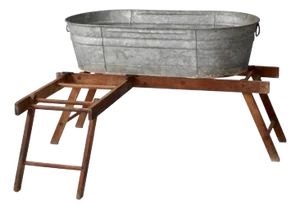 Antique Laundry Stand With Galvanized Tub