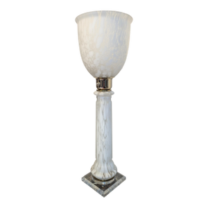 Translucent White Light Up French Art Deco Table Lamp by Mazda