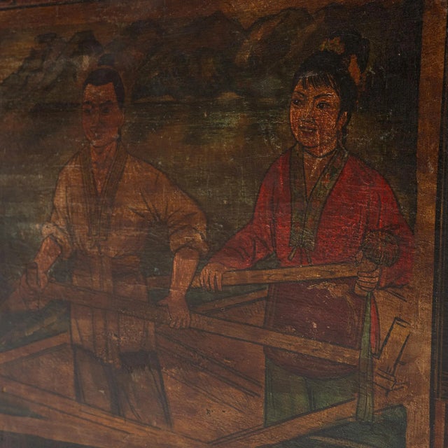 Chinese Painted Folk Trunk, C. 1900 For Sale - Image 4 of 5