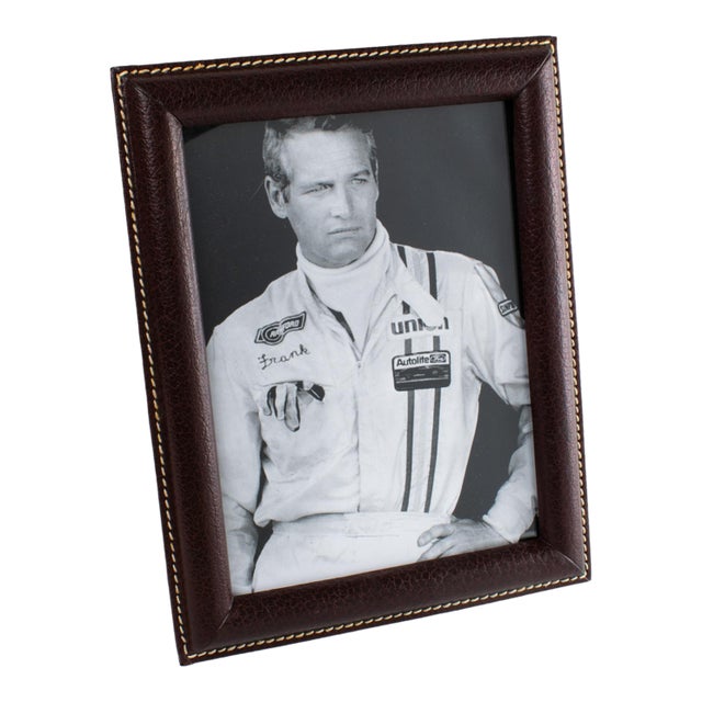 Modernist Maroon Leather Picture Frame, France For Sale