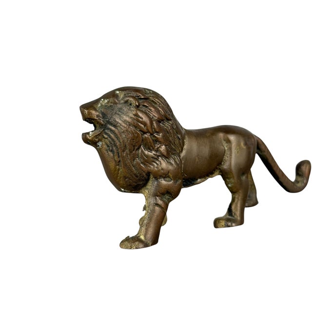 Vintage Brass Lion Figurine For Sale - Image 4 of 9