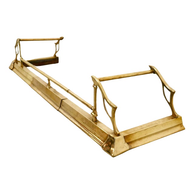 Large Victorian Art Nouveau Brass Fender For Sale