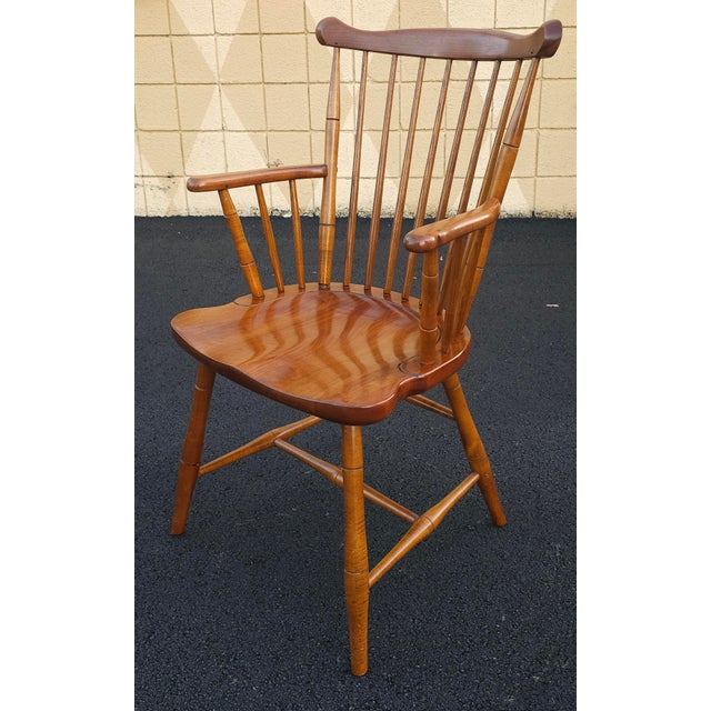 Mid 20th Century Stickley Cherry Windsor Style Armchair For Sale - Image 5 of 12