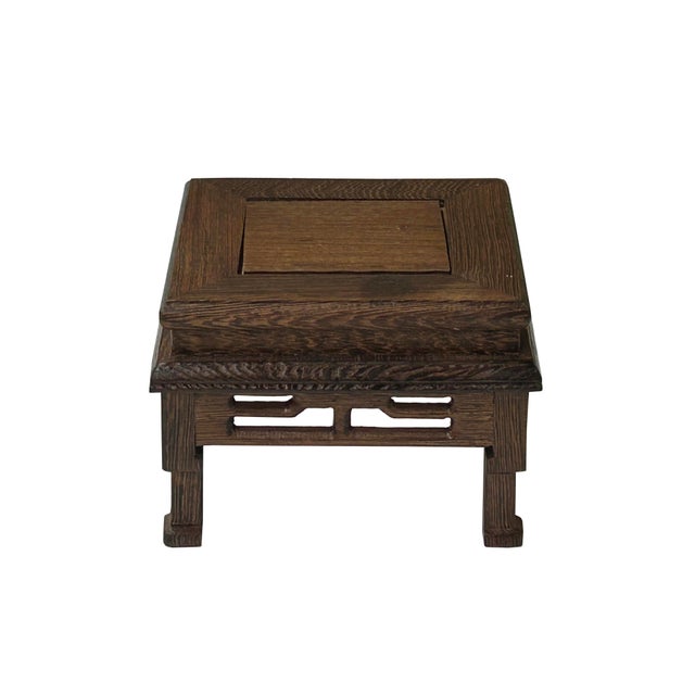 4.75" Light Brown Feather Pattern Square Wood Display Stand Riser For Sale - Image 4 of 6