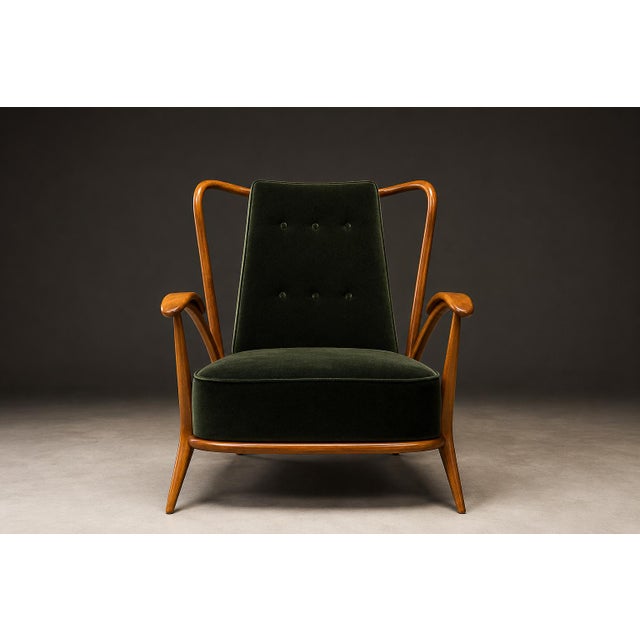 Giuseppe Scapinelli Armchair in Ivory Wood and Green Mohair by Giuseppe Scapinelli, Brazil, 1950s For Sale - Image 4 of 17