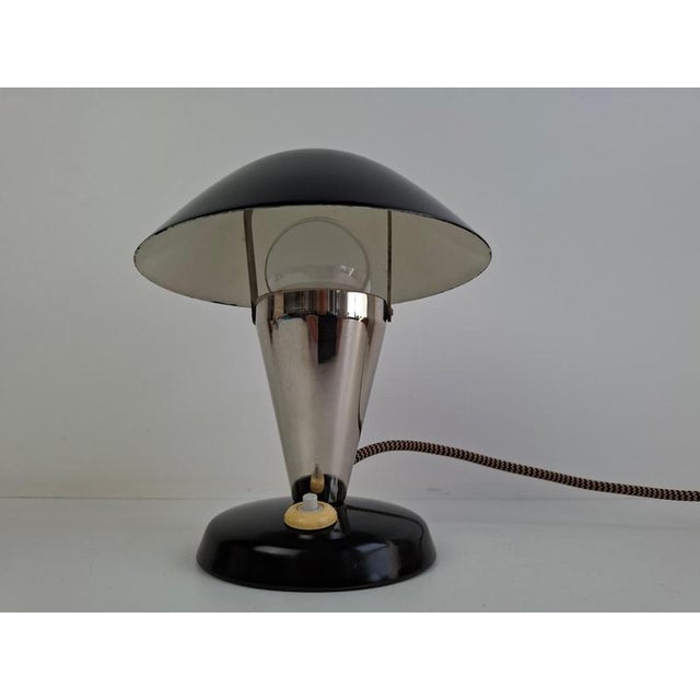 Bauhaus Mushroom Table Lamp with Adjustable Shade, Czechoslovakia, 1930s For Sale - Image 14 of 15