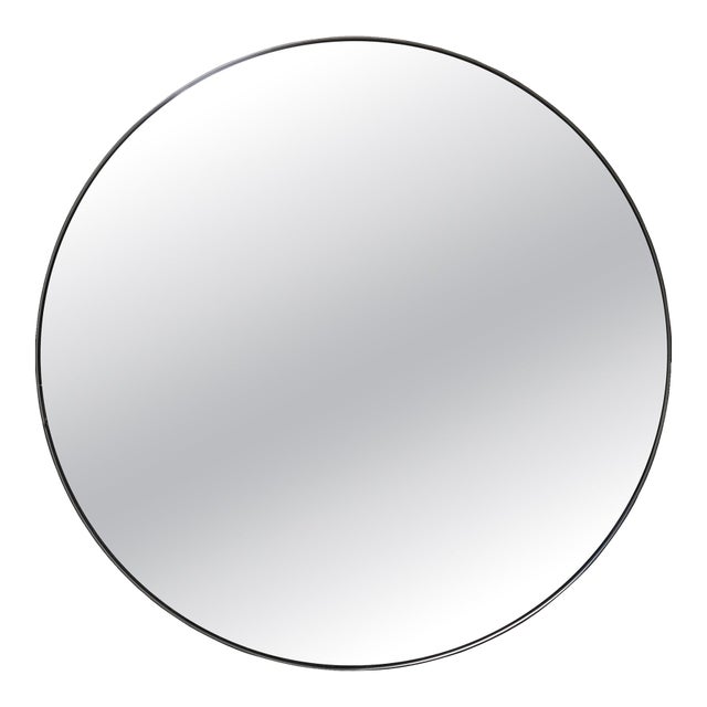 Restoration Hardware Round Bristol Mirror Blackened 42 In. For Sale