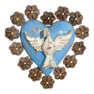 Carved Wood Dove the Holy Spirit Wall Hanging Sculpture 8.25" H For Sale