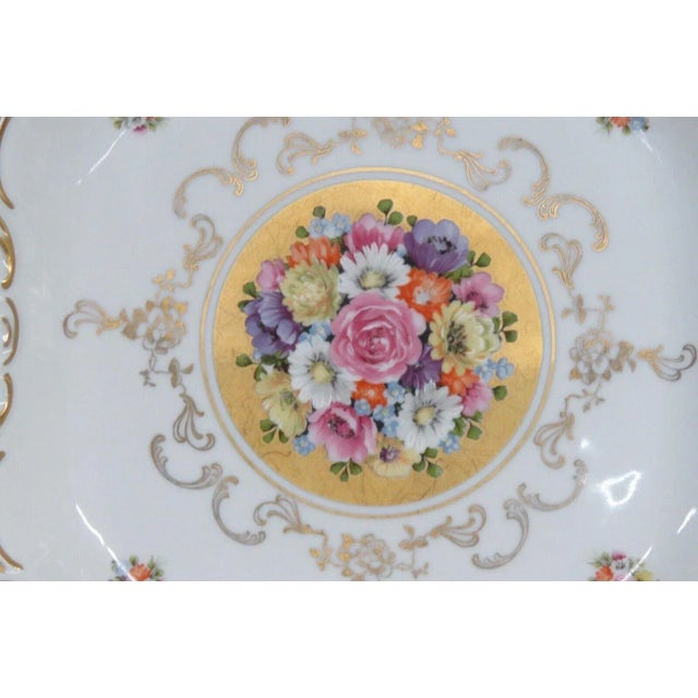 Gerold Porzellan Bavaria Porcelain Floral Serving Bowl Dish With Handles For Sale - Image 4 of 9