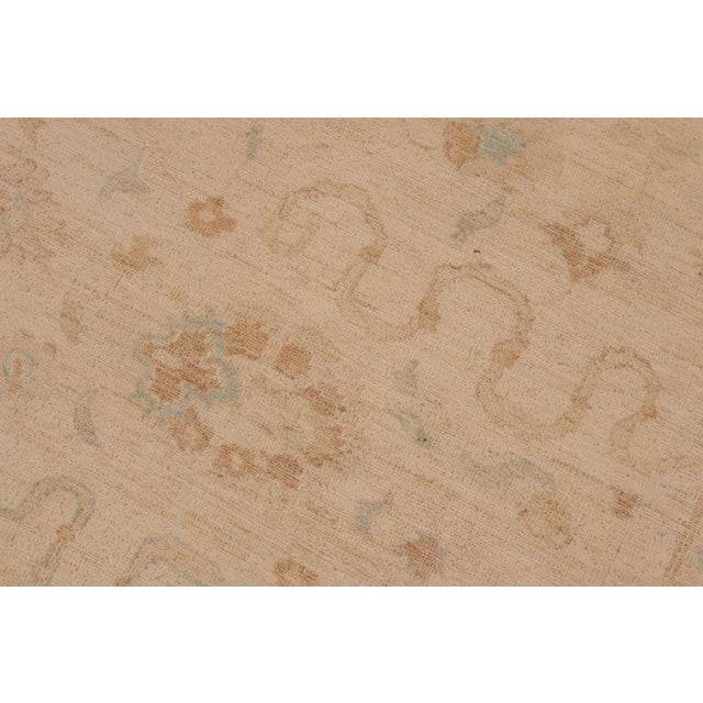 Boho Chic Ziegler Tan Beige Hand-Knotted Wool Rug - 9'1'' X 11'5'' For Sale In New York - Image 6 of 8