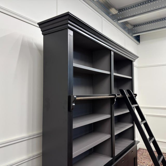 Black Large English Black Bookcase For Sale - Image 8 of 17