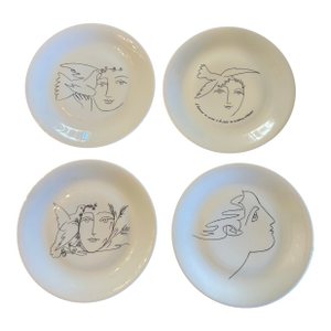 1950s Limoges Picasso Peace Plates, Set of 4