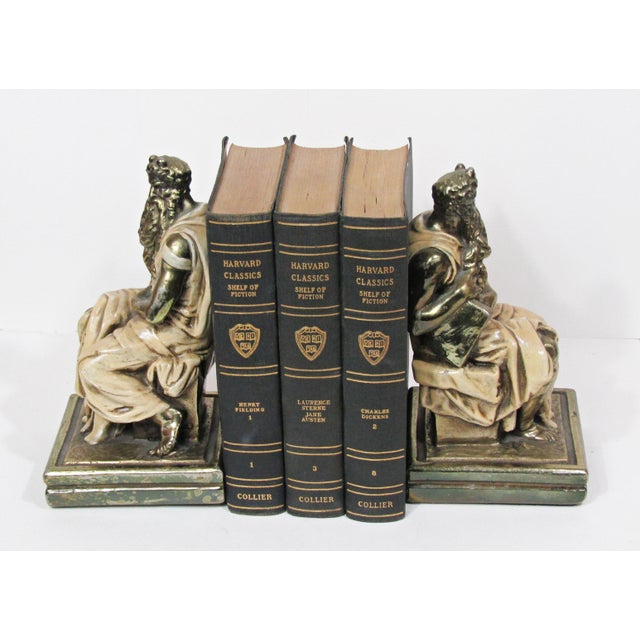 Gray Vintage Marion Bronze Moses Bookends After Michelangelo For Sale - Image 8 of 11