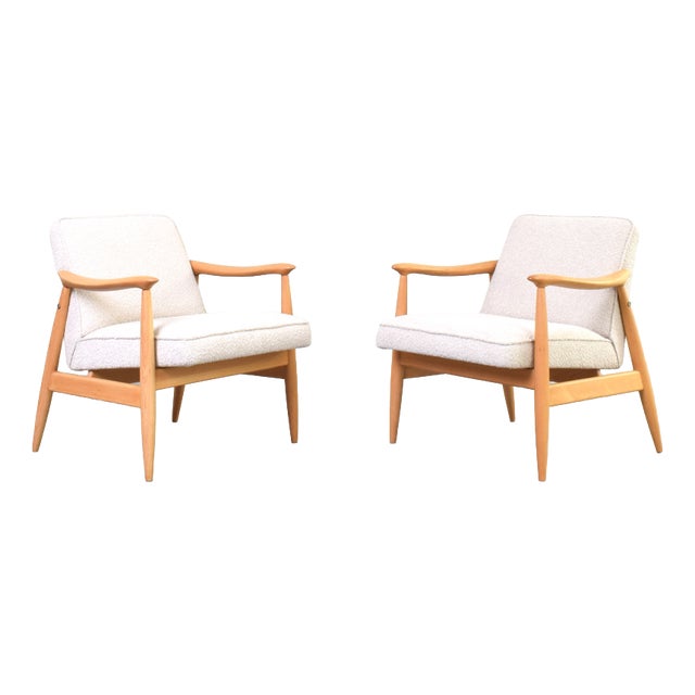 Mid-Century Modern Lounge Chairs by J. Kędziorek, 1960s, Set of 2 For Sale