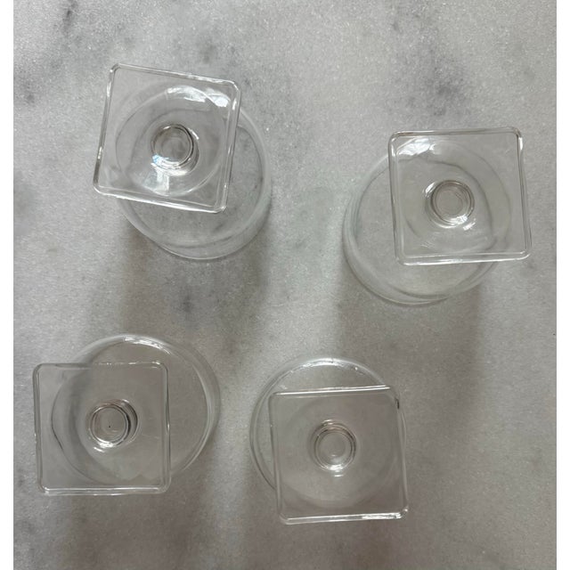 Set of 4 Vintage Square Footed Cocktail Glasses For Sale In Austin - Image 6 of 6