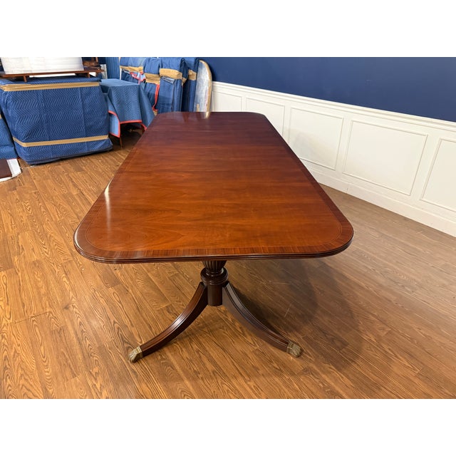 Traditional Georgian Style Banded Mahogany Dining Table by Leighton Hall - Showroom Sample For Sale - Image 11 of 14