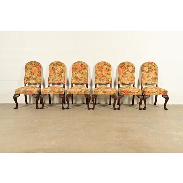 An outstanding set of six Chippendale or Georgian style dining chairs Attributed to Berkey & Gay USA, Circa 1920s Solid...