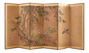 19th Century Japanese Edo Six Panel Kano School Landscape Screen