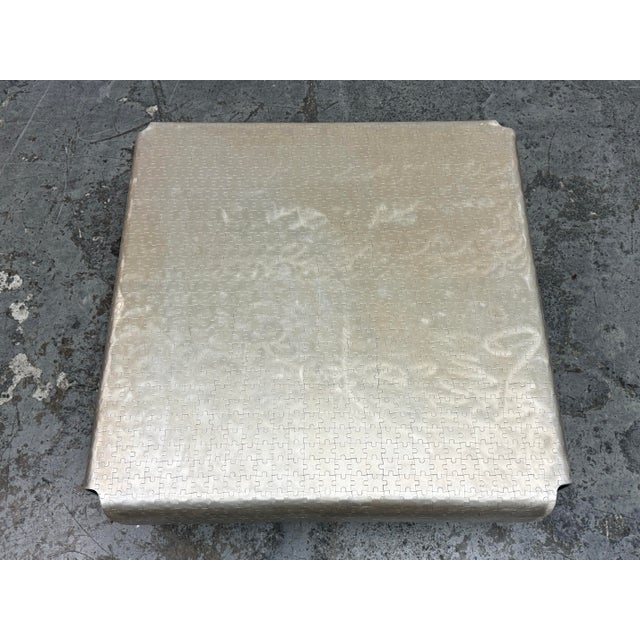 Metal Contemporary Puzzle Pattern Metal Coffee Table For Sale - Image 7 of 12