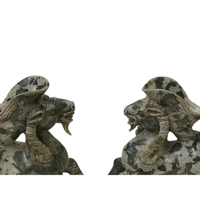 Stone Pair Oriental Stone Carved Ram Wine Cup Holder Shaped Display Figures For Sale - Image 7 of 10