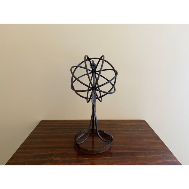 Vintage English Country Wrought Iron Garden Armillary Sundial For Sale - Image 9 of 11