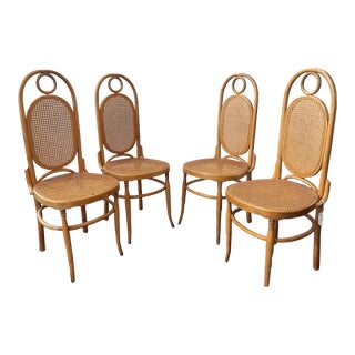 1940s Bentwood Cane Chairs After Thonet - Set of 4 For Sale