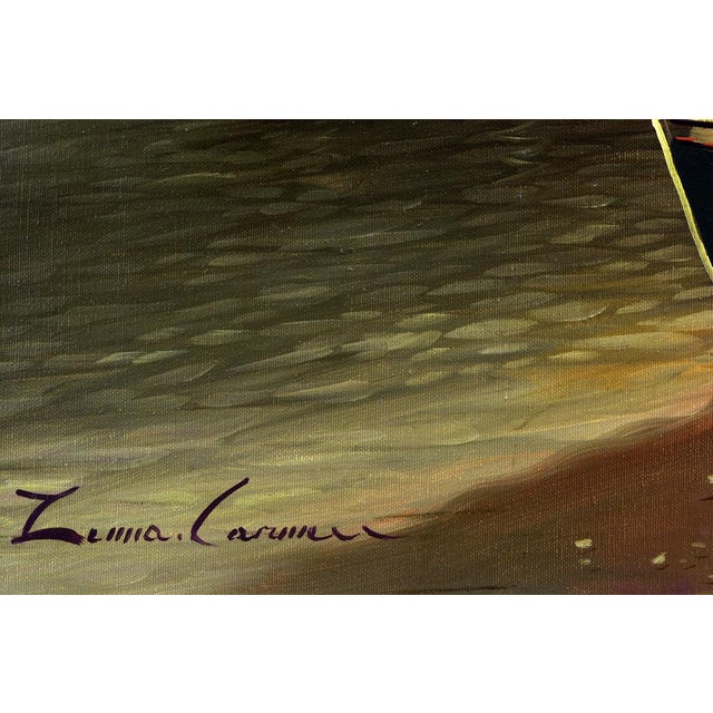 1980s Carmine Zenna, Coastal Evening Scene in Naples, Oil on Canvas, 1980s For Sale - Image 5 of 6