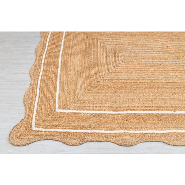 White Natural Jute Wave Scallop 10x14 Ft. For Sale - Image 12 of 12