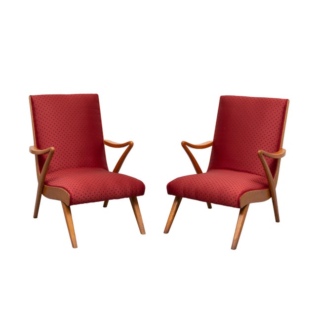 Organic Shape Rock & Roll Lounge Chair with New Red Polka Dot Upholstery, 1950s For Sale - Image 6 of 14