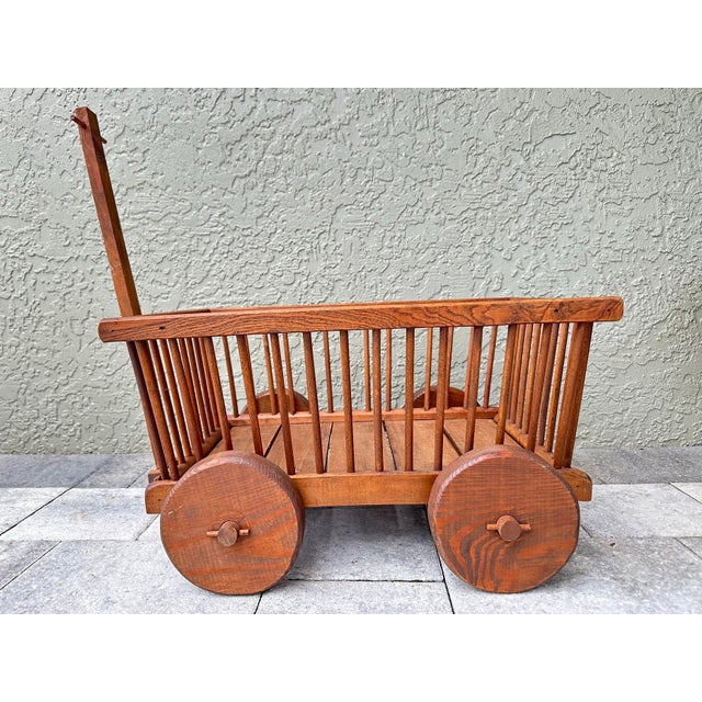 Farmhouse Vintage Mid 1900s Decorative Wooden Goat Cart For Sale - Image 3 of 12