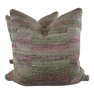 Rogers & Goffigon "Landscape Wool" in Glade 22" Pillows-A Pair For Sale