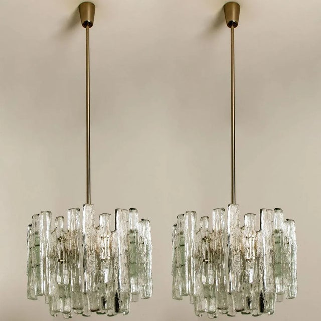 1960s Large 3-Tier Chrome Ice Glass Chandeliers by J.t. Kalmar, Set of 2 For Sale - Image 5 of 18