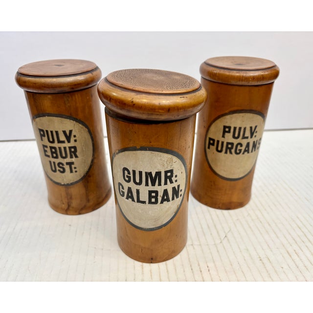 Wood Set of 6 Antique Treen Apothecary Jars / Canisters For Sale - Image 7 of 12