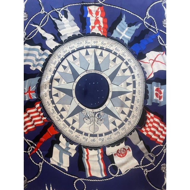 1980s Hermès Silk Scarf “Sextants” 1981 For Sale - Image 5 of 10