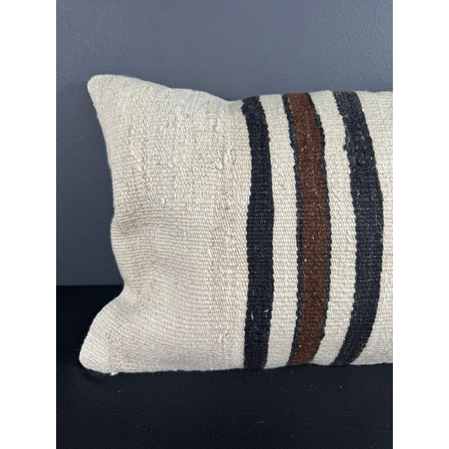 Contemporary Turkish Hemp Pillow Cushion Natural Beige Black Pillow Cushion Cover 16" x 24" For Sale - Image 3 of 4