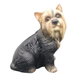 Vintage Porcelain Brown and Beige, Yorkie Dog Figure -