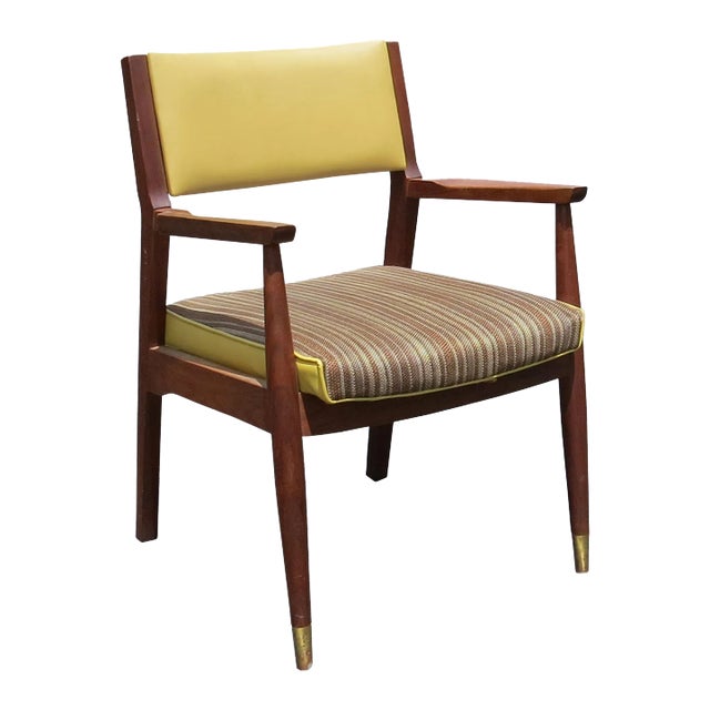 Vintage American Mid-Century Solid Walnut Office/Conference Armchair For Sale