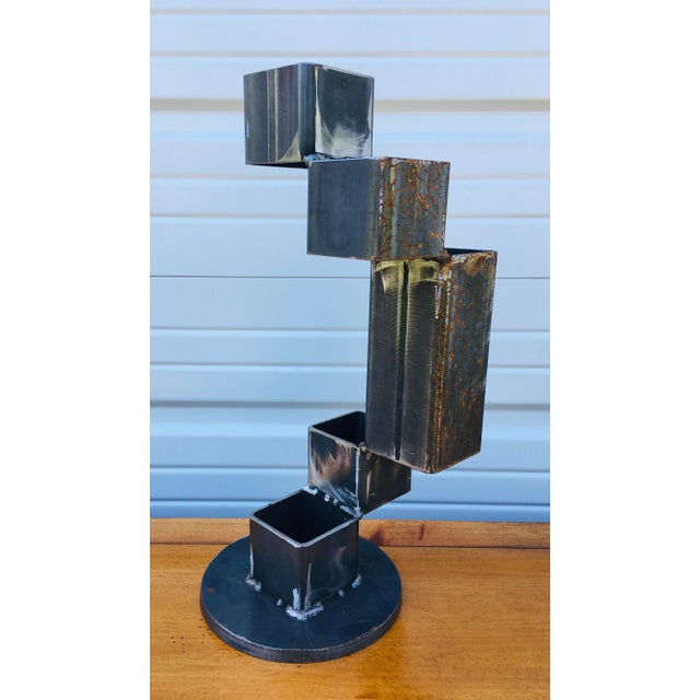 Vintage Abstract Hand Wrought Iron Industrial Modernist Sculpture For Sale - Image 10 of 10