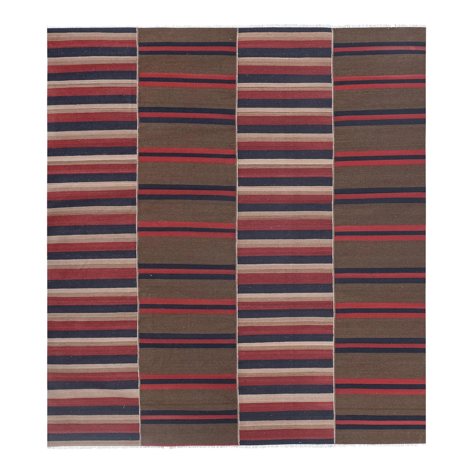 1960s Handwoven Bohemian Square Turkish Kilim Rug 9'1'' X 10' | Chairish