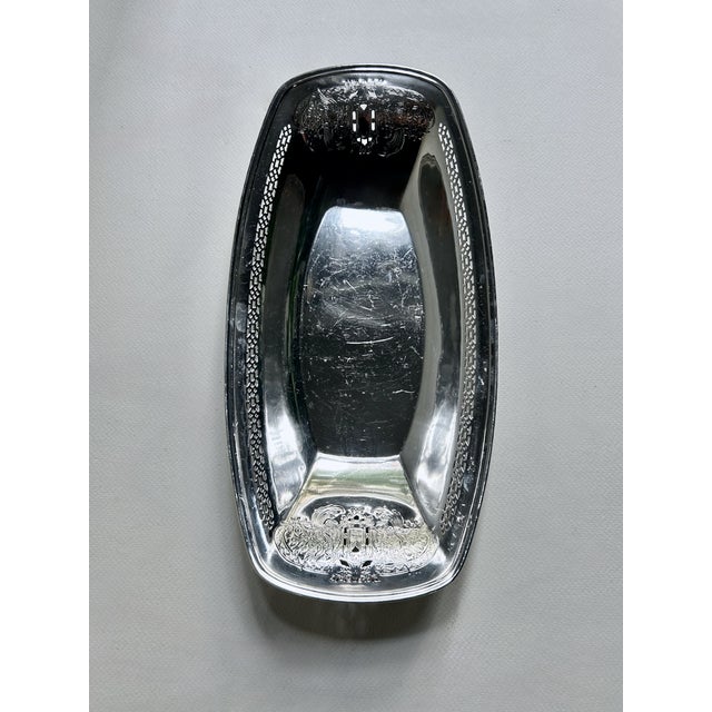 Silver Reticulated Silver Plate Serving Bowl, C. 1940 For Sale - Image 8 of 16