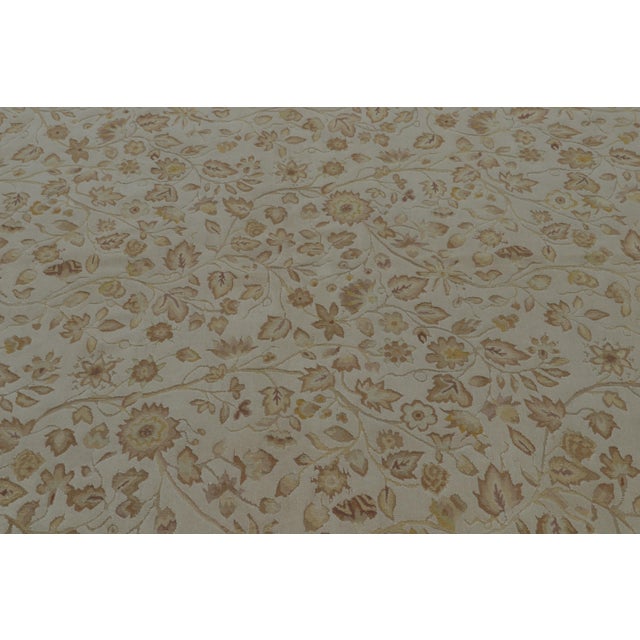 Rug & Kilim’s European Tudor Style Flat Weave in Gray With Gold Floral Pattern For Sale In New York - Image 6 of 8